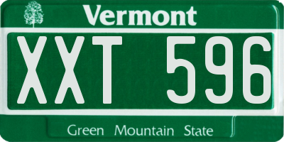 VT license plate XXT596