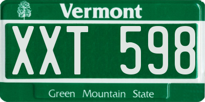 VT license plate XXT598