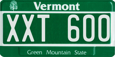 VT license plate XXT600