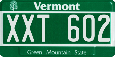 VT license plate XXT602