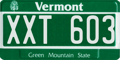 VT license plate XXT603