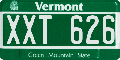 VT license plate XXT626