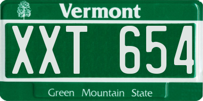 VT license plate XXT654