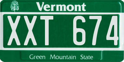VT license plate XXT674