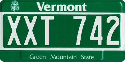 VT license plate XXT742