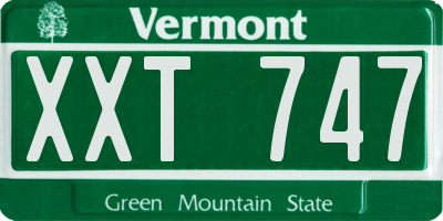 VT license plate XXT747