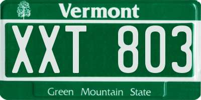 VT license plate XXT803