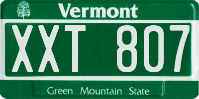 VT license plate XXT807