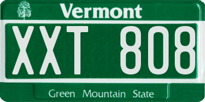 VT license plate XXT808