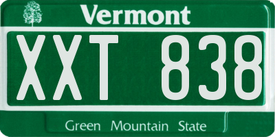 VT license plate XXT838