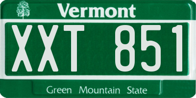 VT license plate XXT851
