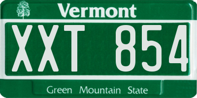 VT license plate XXT854