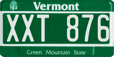 VT license plate XXT876
