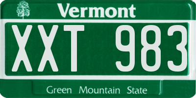 VT license plate XXT983