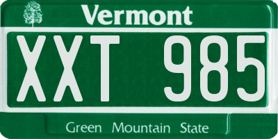 VT license plate XXT985
