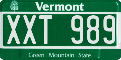 VT license plate XXT989