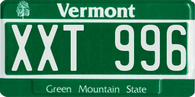 VT license plate XXT996