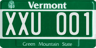 VT license plate XXU001