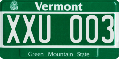 VT license plate XXU003