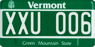 VT license plate XXU006