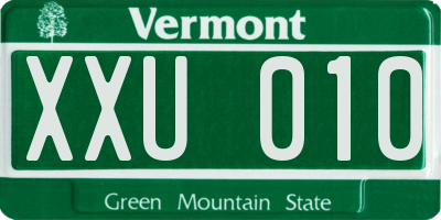 VT license plate XXU010