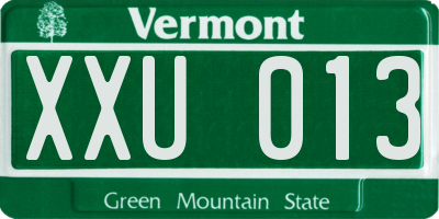 VT license plate XXU013