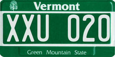 VT license plate XXU020
