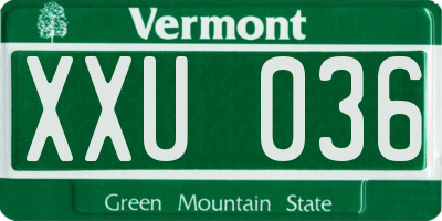 VT license plate XXU036