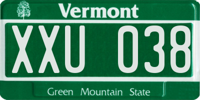 VT license plate XXU038