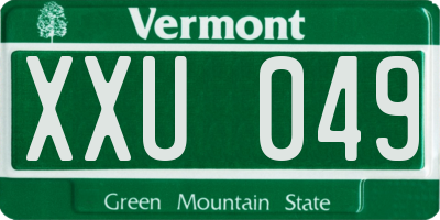 VT license plate XXU049