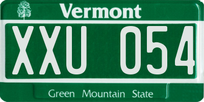 VT license plate XXU054