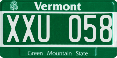 VT license plate XXU058