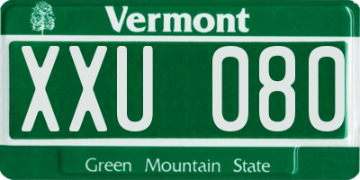 VT license plate XXU080