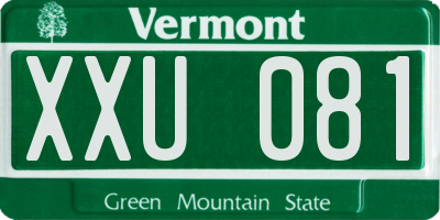 VT license plate XXU081