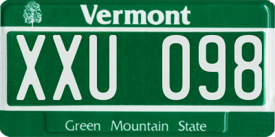 VT license plate XXU098