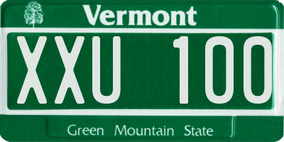 VT license plate XXU100