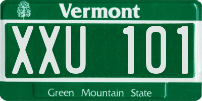 VT license plate XXU101
