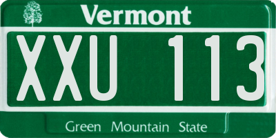 VT license plate XXU113