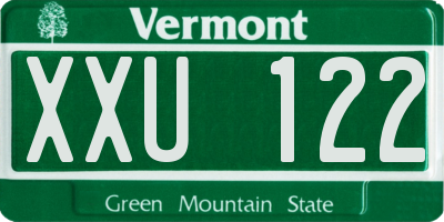 VT license plate XXU122