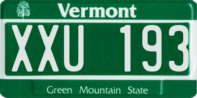 VT license plate XXU193