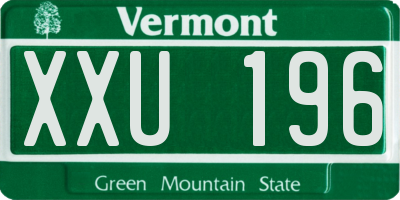 VT license plate XXU196