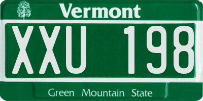 VT license plate XXU198