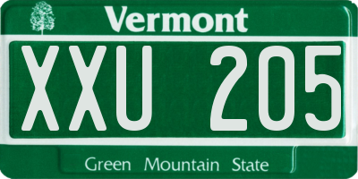 VT license plate XXU205