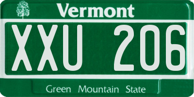 VT license plate XXU206