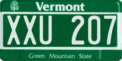 VT license plate XXU207