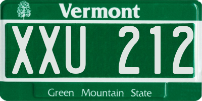 VT license plate XXU212
