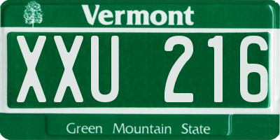 VT license plate XXU216