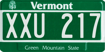 VT license plate XXU217