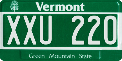 VT license plate XXU220