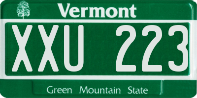 VT license plate XXU223